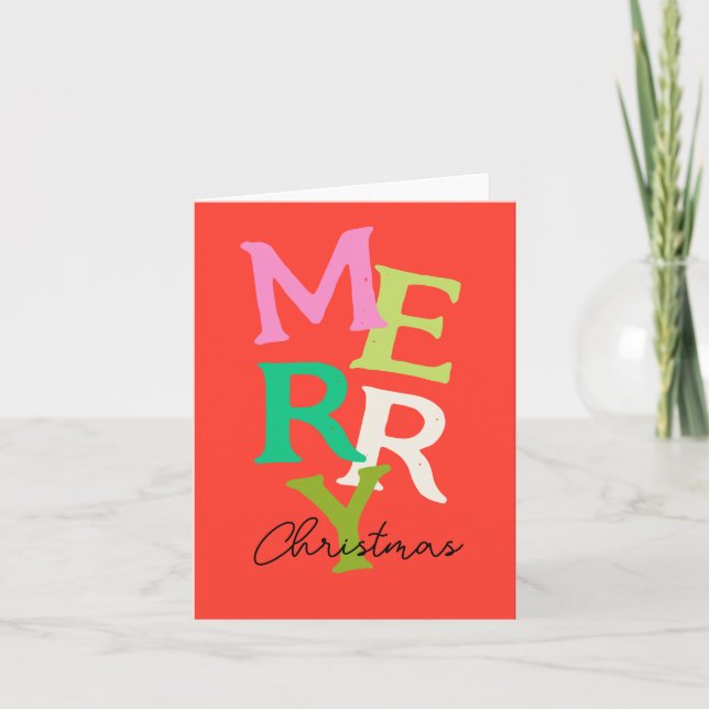 Merry Christmas Modern Bright Holiday Card (Front)