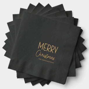 Merry Christmas Modern Casual Fun Script Foil Napkins