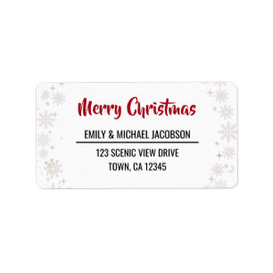 Merry Christmas Modern Chic Calligraphy Snowflakes Label