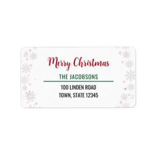 Merry Christmas Modern Chic Calligraphy Snowflakes Label