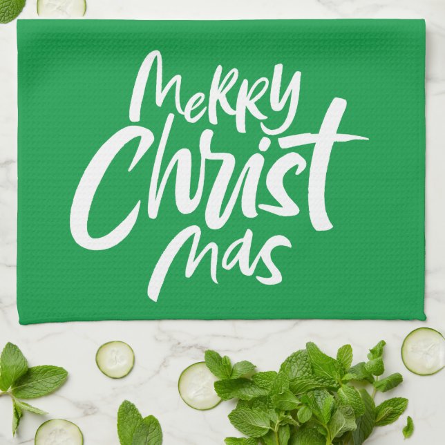 Merry Christmas Modern Christian Christian Kitchen Kitchen Towel (Folded)
