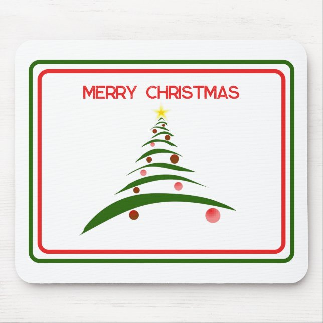 Merry Christmas Modern Christmas Tree Mouse Pad (Front)