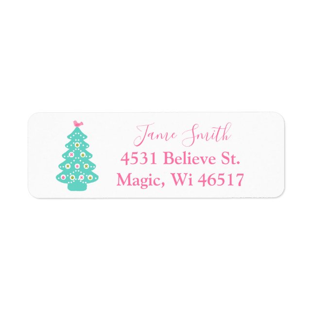 Merry Christmas - Modern Christmas Trees Pink Teal (Front)