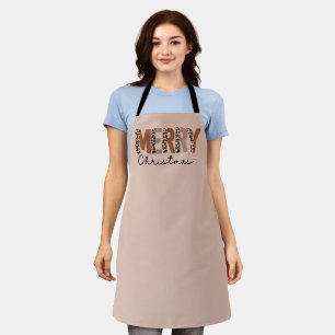 "Merry Christmas" Modern Color Block Leopard Boho Apron