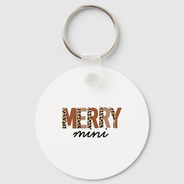 Merry Christmas Modern Color Block Leopard Boho  Keychain (Front)
