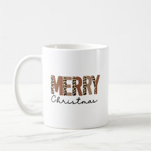 "Merry Christmas" Modern Color Blocked Leopard  Coffee Mug