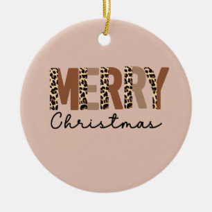 "Merry Christmas" Modern Colour Block Leopard Boho Ceramic Ornament
