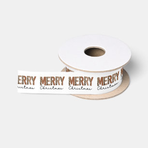 "Merry Christmas" Modern Colour Block Leopard Boho Satin Ribbon