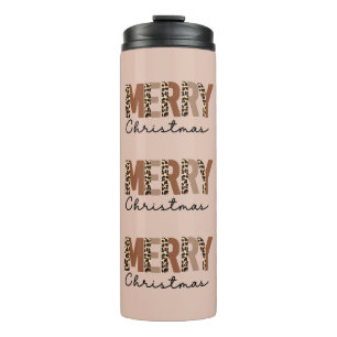 "Merry Christmas" Modern Colour Block Leopard Boho Thermal Tumbler