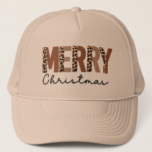 "Merry Christmas" Modern Colour Block Leopard Boho Trucker Hat
