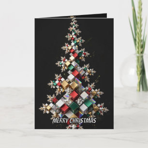 Merry Christmas Modern Cube Christmas Tree Card