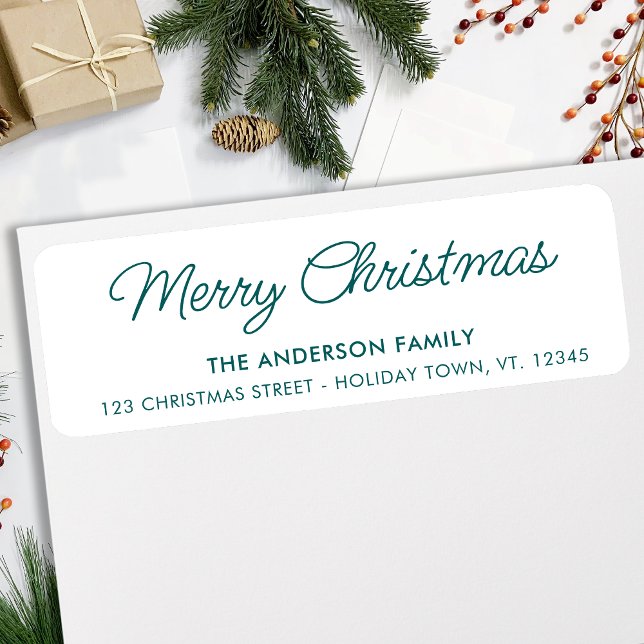 Merry Christmas Modern Custom Return Address (Creator Uploaded)