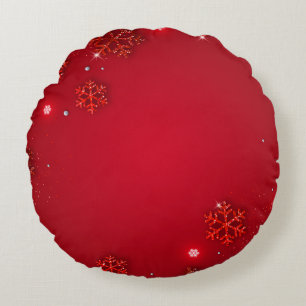Merry Christmas Modern Design   Red & White Round Pillow