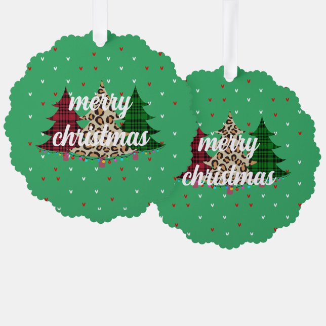 Merry Christmas Modern & Elegant  Ornament Card (Front/Back)