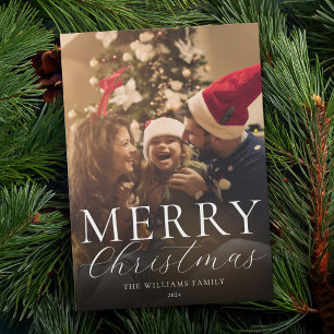 Merry Christmas Modern Elegant Photo Holiday Card
