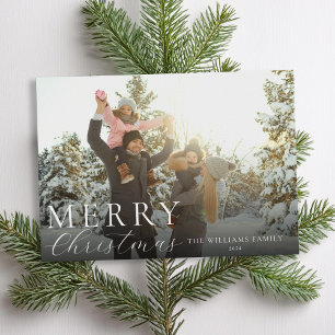 Merry Christmas Modern Elegant Photo Holiday Card