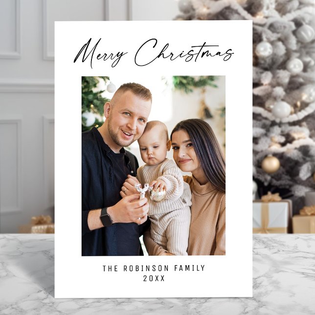 Merry Christmas Modern Elegant Stylish Photo Holiday Card (Available in high quality print or digital download for quick text messaging, email or self print.)