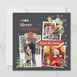 Merry Christmas | Modern Family Photo Collage Holiday Card