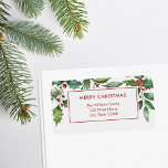 Merry Christmas Modern Floral Return Address Label<br><div class="desc">Merry Christmas Modern Holiday Floral Greenery Return Address Label</div>