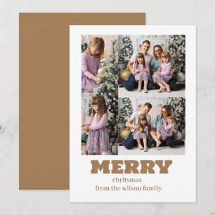 Merry Christmas Modern Four Photo Collage Holida Holiday Card