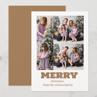 Merry Christmas | Modern Four Photo Collage Holida Holiday Card