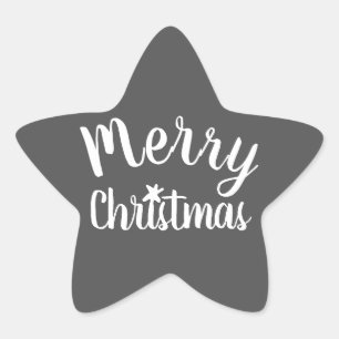 Merry Christmas Modern Grey Star Sticker