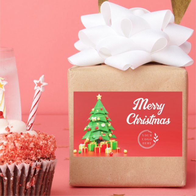 Merry Christmas Modern Holidays Corporate Logo Sticker (Party)