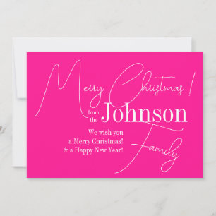 Merry Christmas Modern Hot Pink Holiday Card