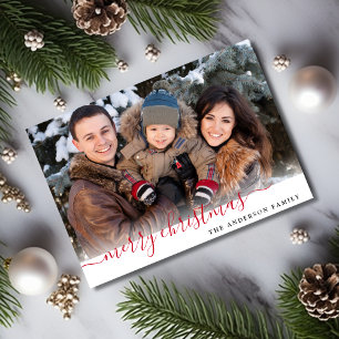 Merry Christmas Modern Minimal Photo Holiday Card