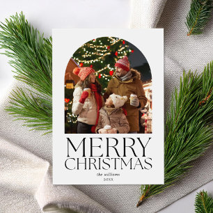 Merry Christmas Modern Minimalist Arch Photo Holiday Card