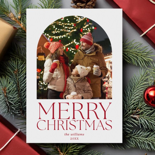 Merry Christmas Modern Minimalist Arch Photo Holiday Card (Creator Uploaded)