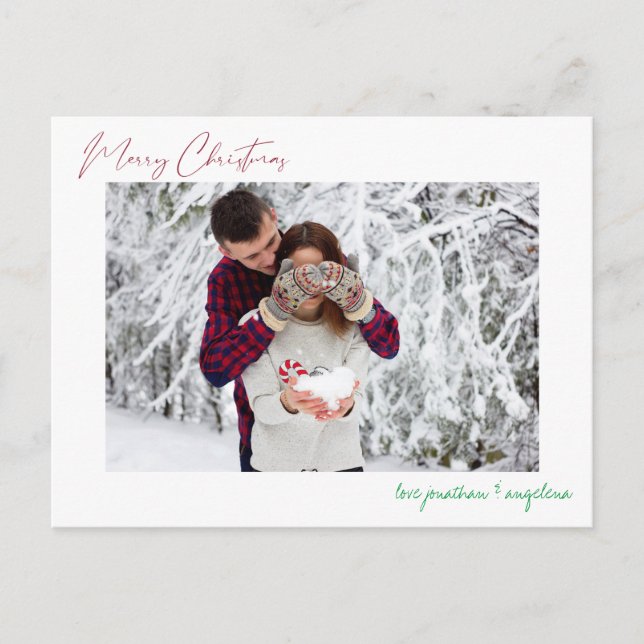 Merry Christmas Modern Minimalist Photo Postcard (Front)