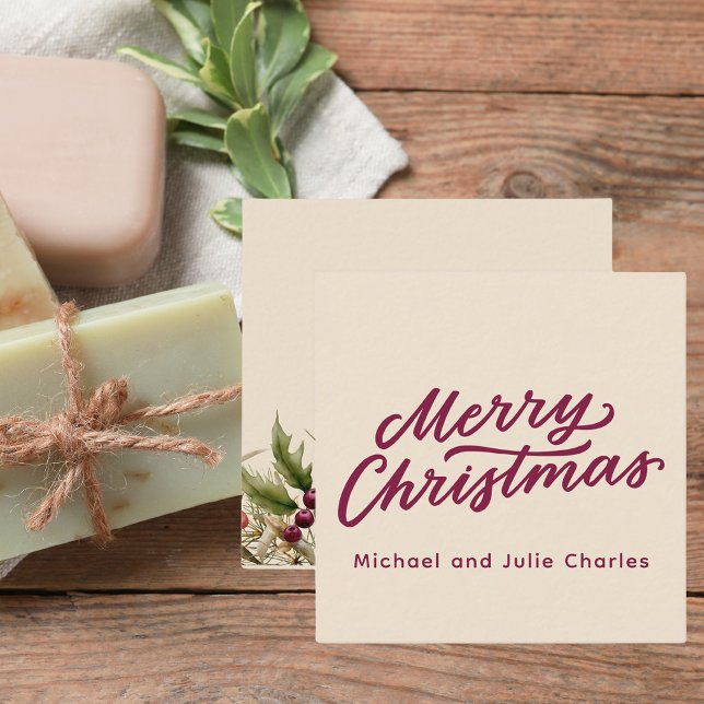 Merry Christmas Modern Minimalist Script Card (Creator Uploaded)