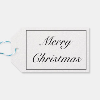 Merry Christmas Modern Minimalist White Black Gift Tags