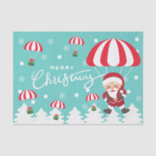 Merry Christmas Modern Parachuting Santa Tissue Paper