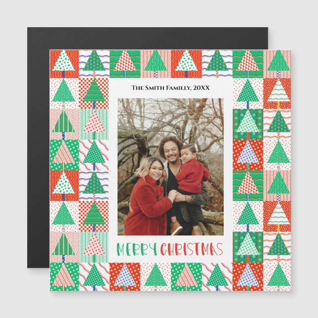Merry Christmas Modern Patchwork Christmas Trees M (Front/Back)