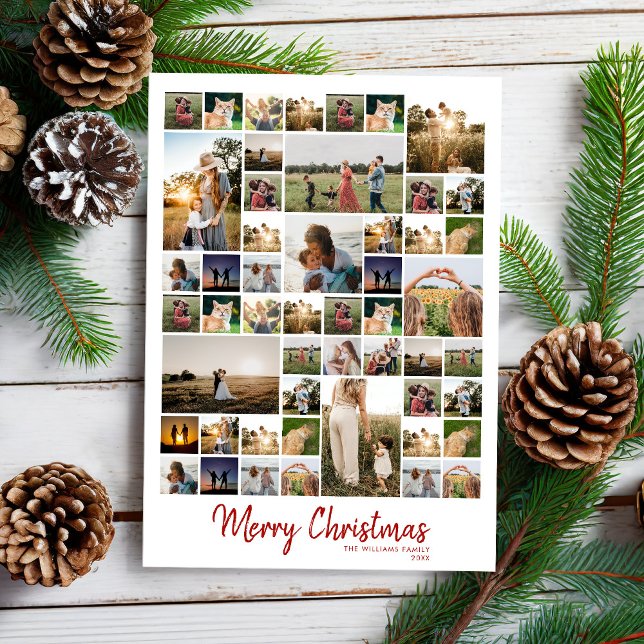 Merry Christmas Modern Photo Collage Holiday Card (Creator Uploaded)