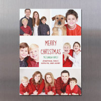 Merry Christmas Modern Photo Collage Magnet Card