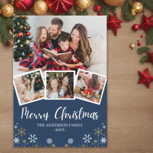 Merry Christmas Modern Photo Family Invitation