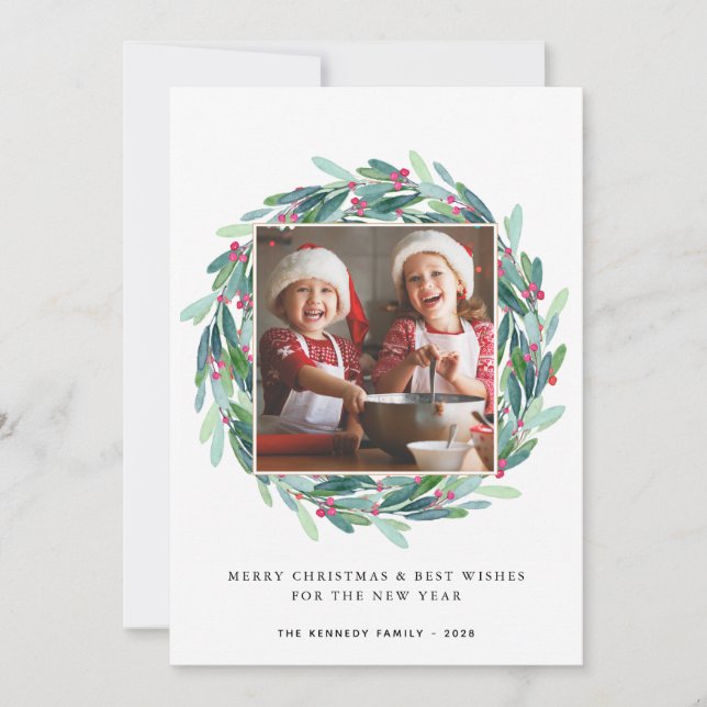 Merry Christmas Modern Photo Holiday  (Front)