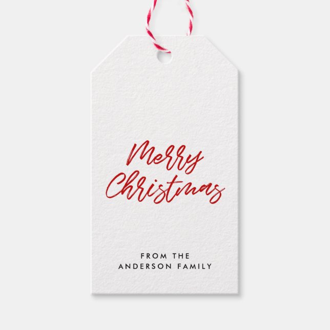 Merry Christmas modern red Gift Tags (Front)