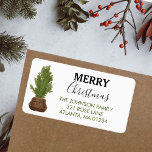 Merry Christmas Modern Rustic Return Address Label<br><div class="desc">A beautiful watercolor Christmas tree holiday return address label. A modern rustic Chirtsmas tree label perfect for gifts and the Christmas holiday season. Customize the text and make it your own.</div>