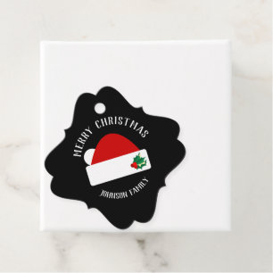 Merry Christmas - Modern Santa Hat Favour Tags