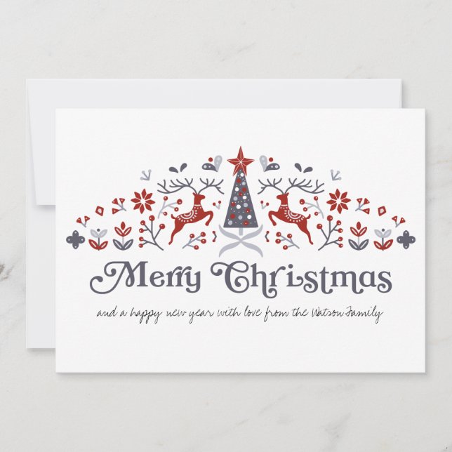Merry Christmas Modern Scandinavian Holiday Card (Front)