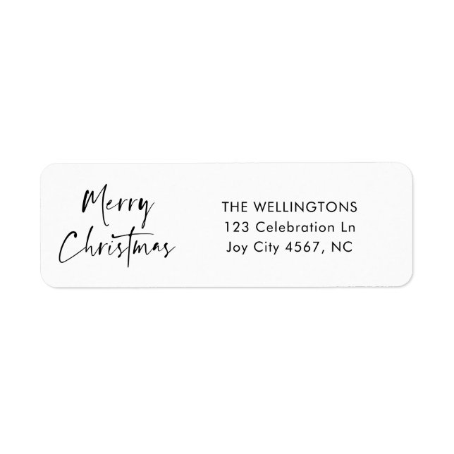 Merry Christmas Modern Script Family Name Address (Front)