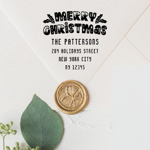 Merry Christmas Modern Script Name Return Address Self-inking Stamp