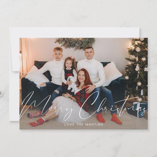 Merry Christmas Modern Script Photo (Front)