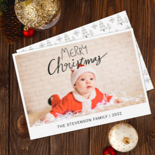 Merry Christmas modern simple photo Holiday Card