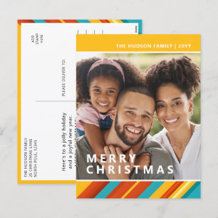 Merry Christmas Modern Stripes Photo Holiday