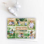 Merry Christmas Modern Tan Photo Collage Holiday Card<br><div class="desc">Simple and modern style Christmas card features six (6) photos,  a custom holiday greeting,  and sleek stripes on the back side.  Colours: neutral tan brown and white</div>